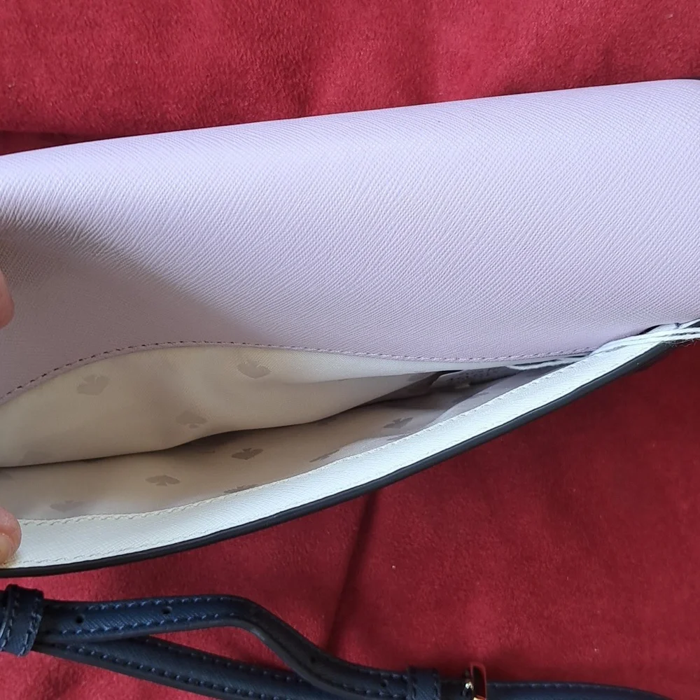 NEW Kate Spade Cameron Lavender /Navy and White Bag /Crossbody EC - Picture 5 of 16